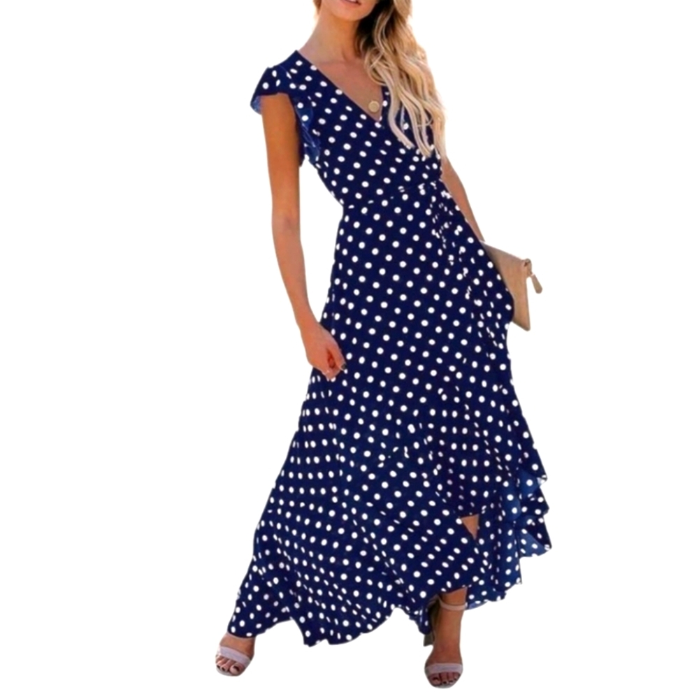 Grecelle Wrap Dress - Navy with White Polka Dots - NWT - Picture 2 of 6